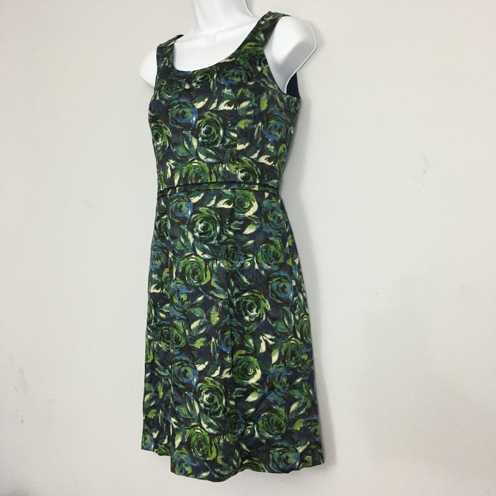 Ann Taylor LOFT Womens 2 Floral Cotton Blend Back Zip Sleeveless Tank Midi Dress - Picture 2 of 7
